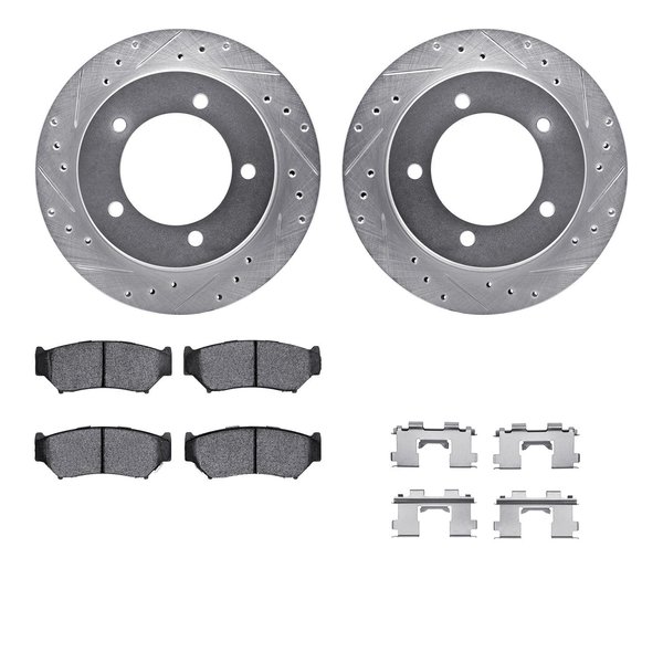 Dynamic Friction Co 7512-47038, Rotors-Drilled and Slotted-Silver w/ 5000 Advanced Brake Pads incl. Hardware, Zinc Coat 7512-47038